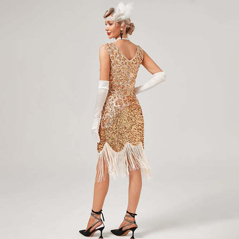 Robe couleur or Charleston Années 20 Grande Taille