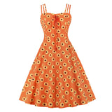 Robe Orange Rockabilly Courte
