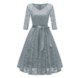 Robe Grise Dentelle Vintage