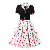 Robe Blanche Motif Coeur Vintage