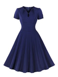 Robe Bleu Foncée Années 30 Décolleté