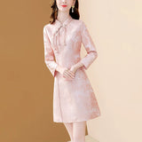 Robe rose pâle vintage dress retro femme élégant