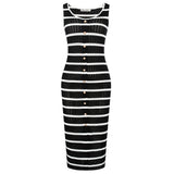 Robe Noire Rayée Blanche Moulante Années 30