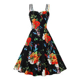 Robe vintage noire à fleur retro dress femme style
