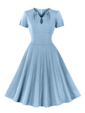 Robe Bleu Ciel Années 30 Décolleté
