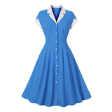 Robe vintage bleu ciel retro dress femme style élégant