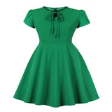 Robe verte vintage grande taille dress retro femme élégant
