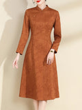Robe marron vintage retro fashion dress femme chic