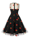 Robe rockabilly vintage cerise pin-up cherry dress femme chic