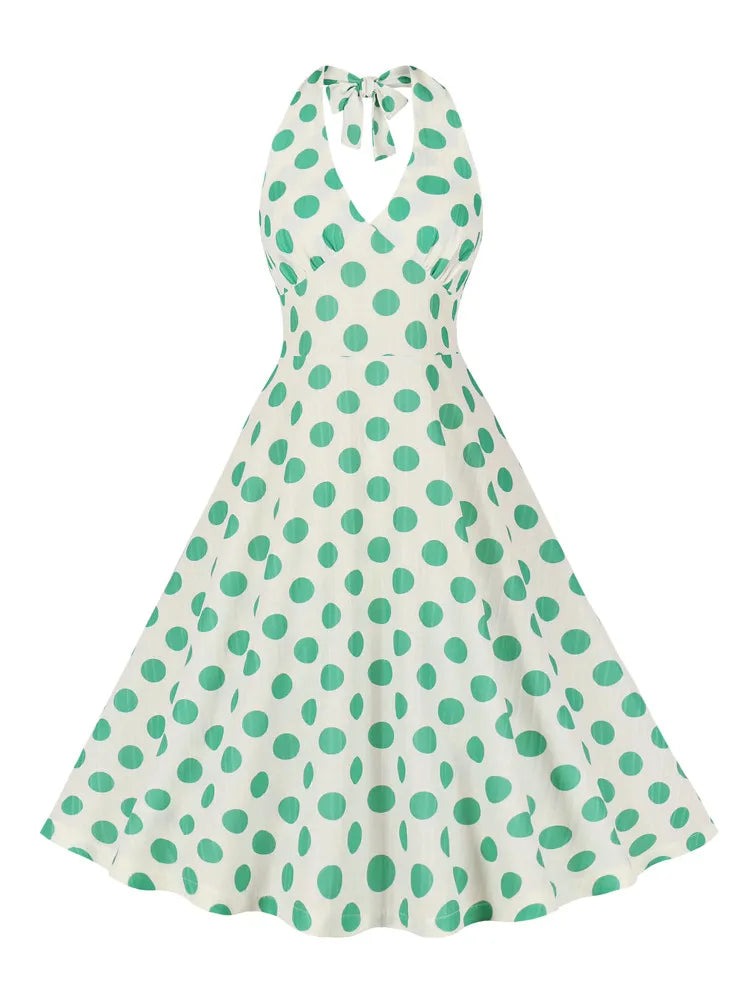Robe Pois Verts 60s Fraîcheur mode Unique1