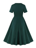 Robe verte vintage dress retro femme élégant