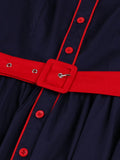 Robe rockabilly vintage bleu marine pin-up navy dress femme