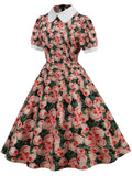 Robe rosier pin up vintage rockabilly floral dress élégant
