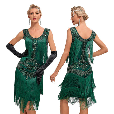 Robe verte Foncée Style Années 20 Gatsby