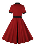 Robe rockabilly vintage bordeaux retro pin-up dress femme