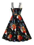 Robe noire à fleur vintage retro fashion dress femme