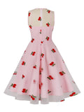 Robe cerise rockabilly vintage pin-up cherry dress lady stylé