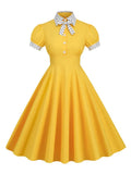 Robe années 30 jaune vintage style retro dress élégant