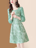 Robe vintage turquoise retro fashion dress femme style