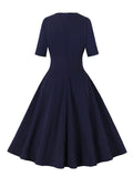 Robe bleu marine vintage dress retro femme style chic