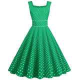 Robe Verte Pin Up à Pois