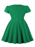 Robe vintage verte grande taille retro fashion dress femme