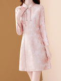 Robe rose pâle vintage dress retro femme élégant
