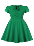 Robe verte vintage grande taille dress retro femme élégant