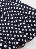 Robe vintage bleue à pois blanc dress retro femme élégant