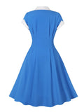 Robe bleu ciel vintage dress retro femme style chic
