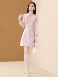 Robe rose pâle vintage retro dress femme tenue