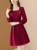 Robe vintage bordeaux dress retro femme élégant classique