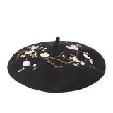 Béret fleurie noir vintage femme chapeau rétro années 50