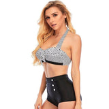 Bikini vintage noir et blanc rétro maillot de bain pin-up
