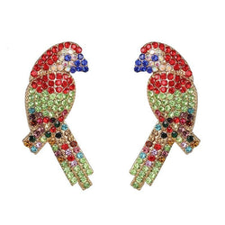 Boucle d'oreille perroquet rétro vintage bijou exotique