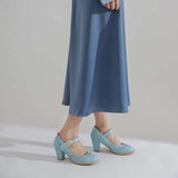 Chaussures vintage années 50 escarpins petits talons bleues