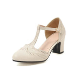 Chaussures années 50 t-strap cuir beige 34 vintage retro