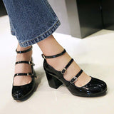 Chaussures années 50 noires t-strap vintage retro pin-up