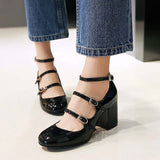 Chaussures t-strap noires années 50 vintage retro femme