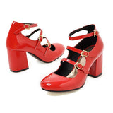 Chaussures t-strap rouge années 50 vintage retro femme