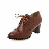 Derbies vintage retro cuir marron années 50 rockabilly