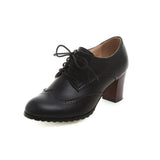 Derbies cuir noir vintage retro années 50 pin-up