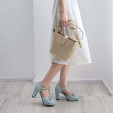 Escarpins années 50 bleus rockabilly vintage retro femme