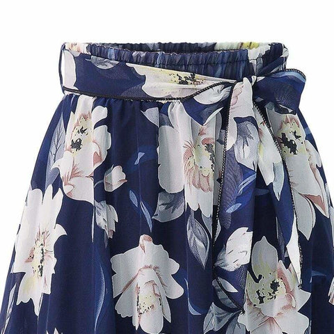 Jupe bleue légère fleurs année 50 vintage retro rockabilly