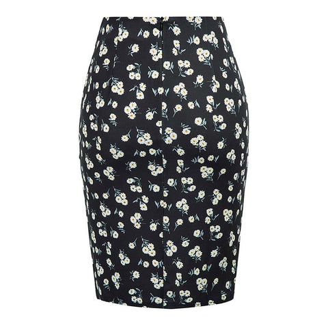 Jupe noire fleurie taille haute année 50 vintage pin-up