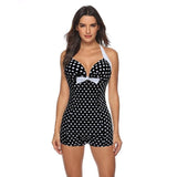 Maillot de bain 1 pièce short à pois retro vintage rockabilly