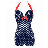 Maillot de bain 1 pièce short à pois retro vintage rockabilly