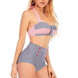 Bikini pin up deux pièces rose gris vintage rockabilly années 50
