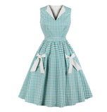 Robe Grande Taille à Carreaux Années 50 - Turquoise / S