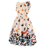 Robe blanche papillons année 50 vintage retro dress rockabilly
